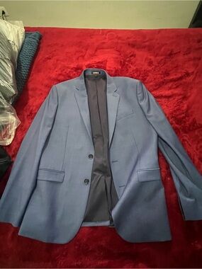 Express Men's Blue Suit Blazer - Classic Two-Button Jacket